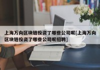 上海万向区块链投资了哪些公司呢[上海万向区块链投资了哪些公司呢招聘]